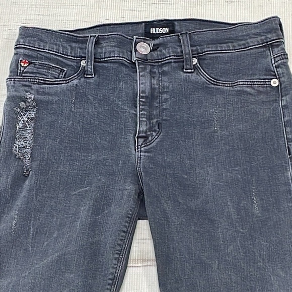 Hudson Jeans Gray Distressed Denim Skinny Stretch Size 26 - Picture 4 of 12